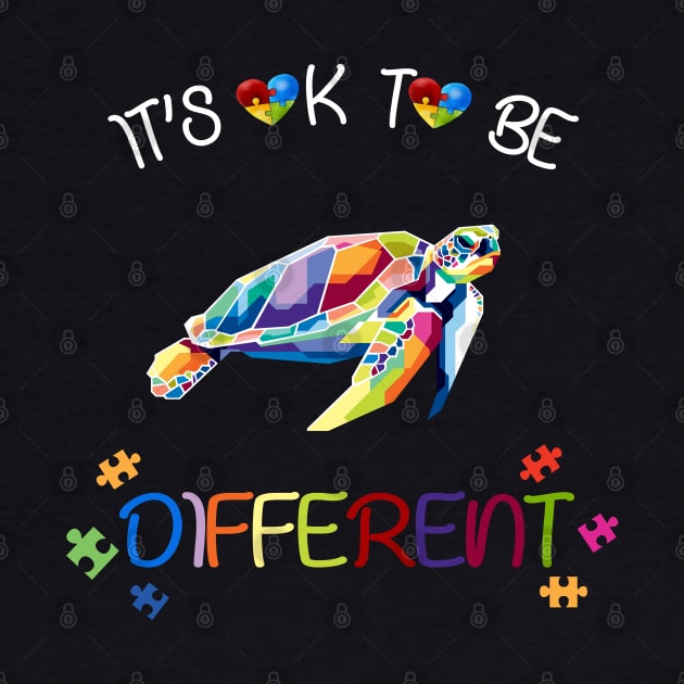 Autism Awareness Shirt It's OK to be different Colorful turtle by NiceTeeBroo